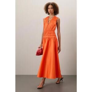 Roksanda x RTR Orange Smocked Waist Maxi Dress Size 6 (with Discoloration)